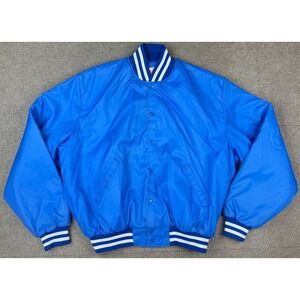 Birdie‎ by Richard A. Leslie Vintage Men's Blue Satin Bomber Jacket Size 2X